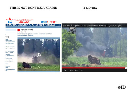 Sebuah video dari Suriah, yang ditampilkan sebagai video rekaman di Donetsk, Ukraina.